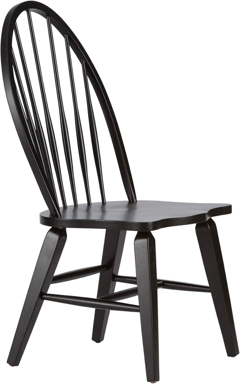 Black Wood Windsor Slat Back Side Chair