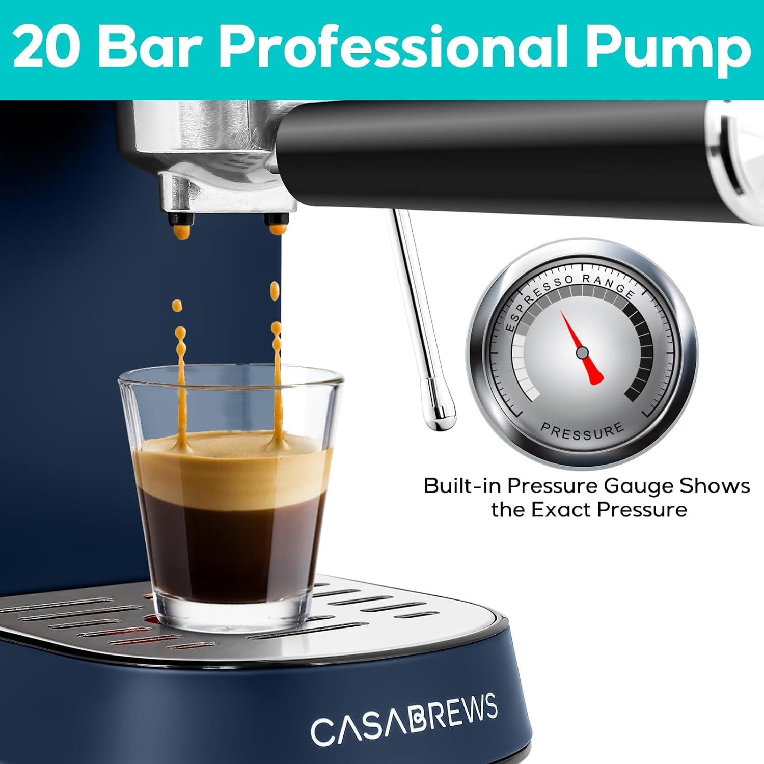 CASABREWS Espresso Machine 20 Bar with Steam Milk Frothing Machine