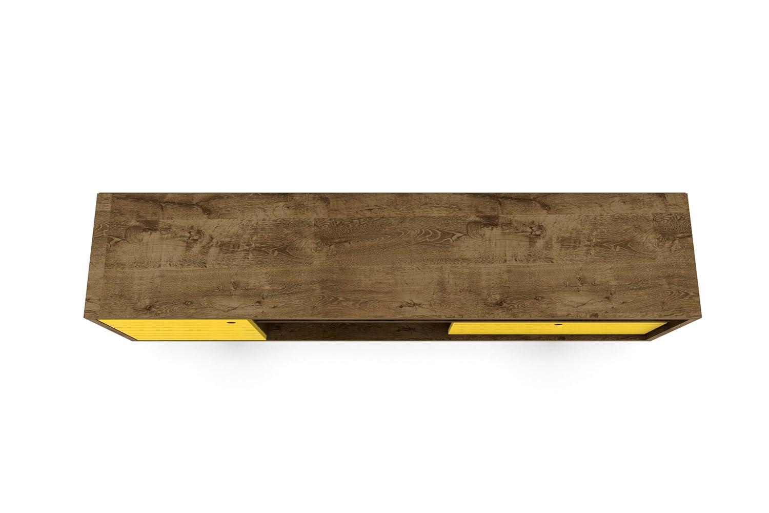 Manhattan Comfort Liberty 70" TV Stand in Rustic Brown and Yellow