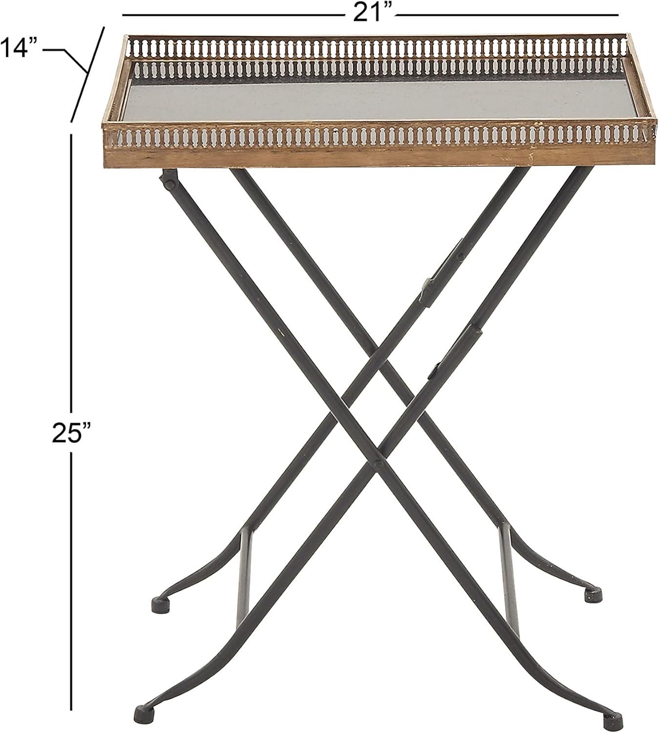 Traditional Folding Tray Table Gold - Olivia & May: Elegant Iron Frame, Marble Top, Indoor Use, Easy to Assemble