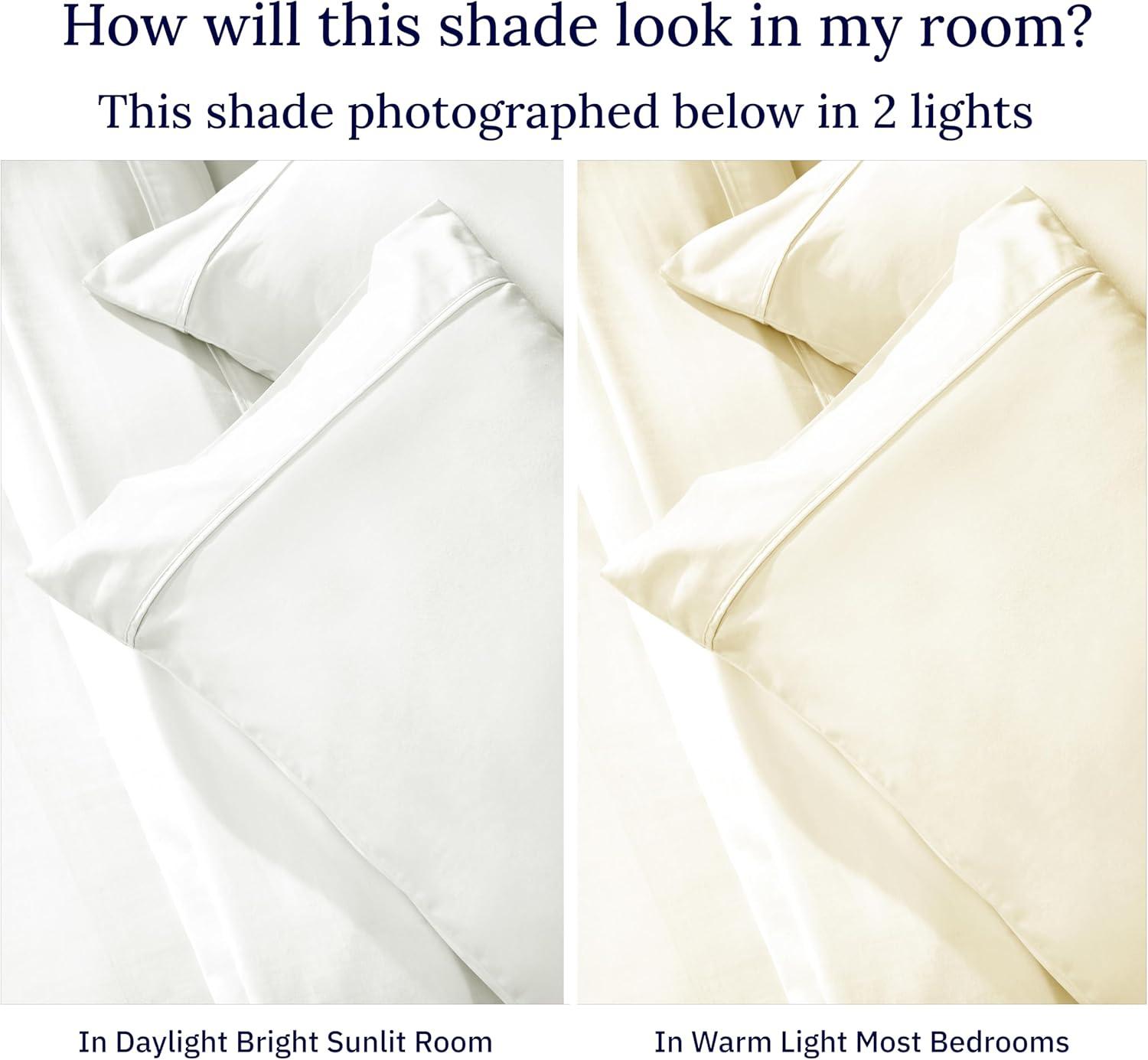 400 Thread Count Pillowcases, 100% Cotton Sateen, Soft & Cooling by California Design Den - Ivory, Standard/Queen Pillowcases