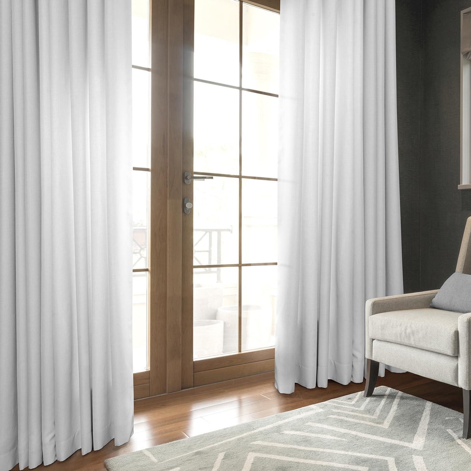 Half Price Drapes Dove White Faux Linen Room Darkening Curtains for Bedroom(1 Panel),50W X 120L
