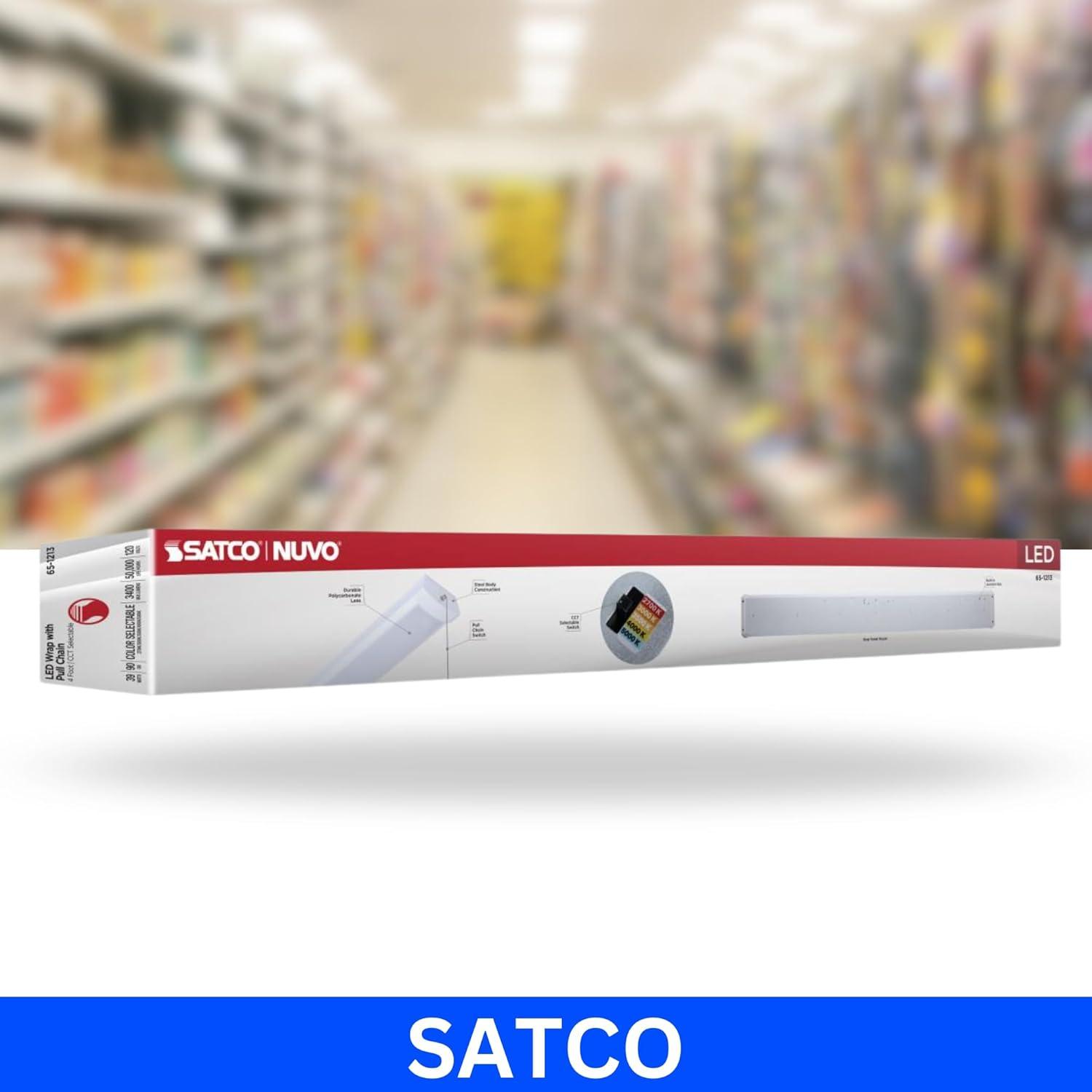 Nuvo LED 4 Foot Ceiling Wrap with Pull Chain 39 Watts 27K/30K/35K/40K/50K CCT Selectable  120 Volt