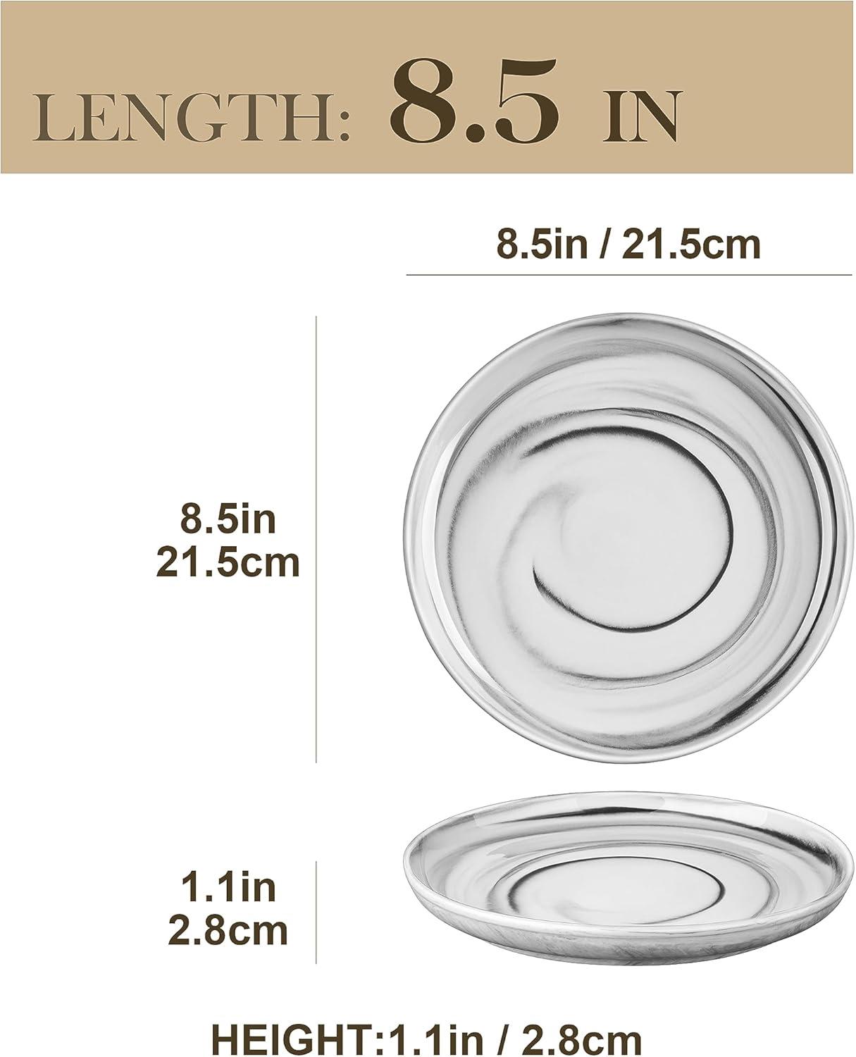 Marble Grey 10.5'' Porcelain Dinner Plates, Set of 6