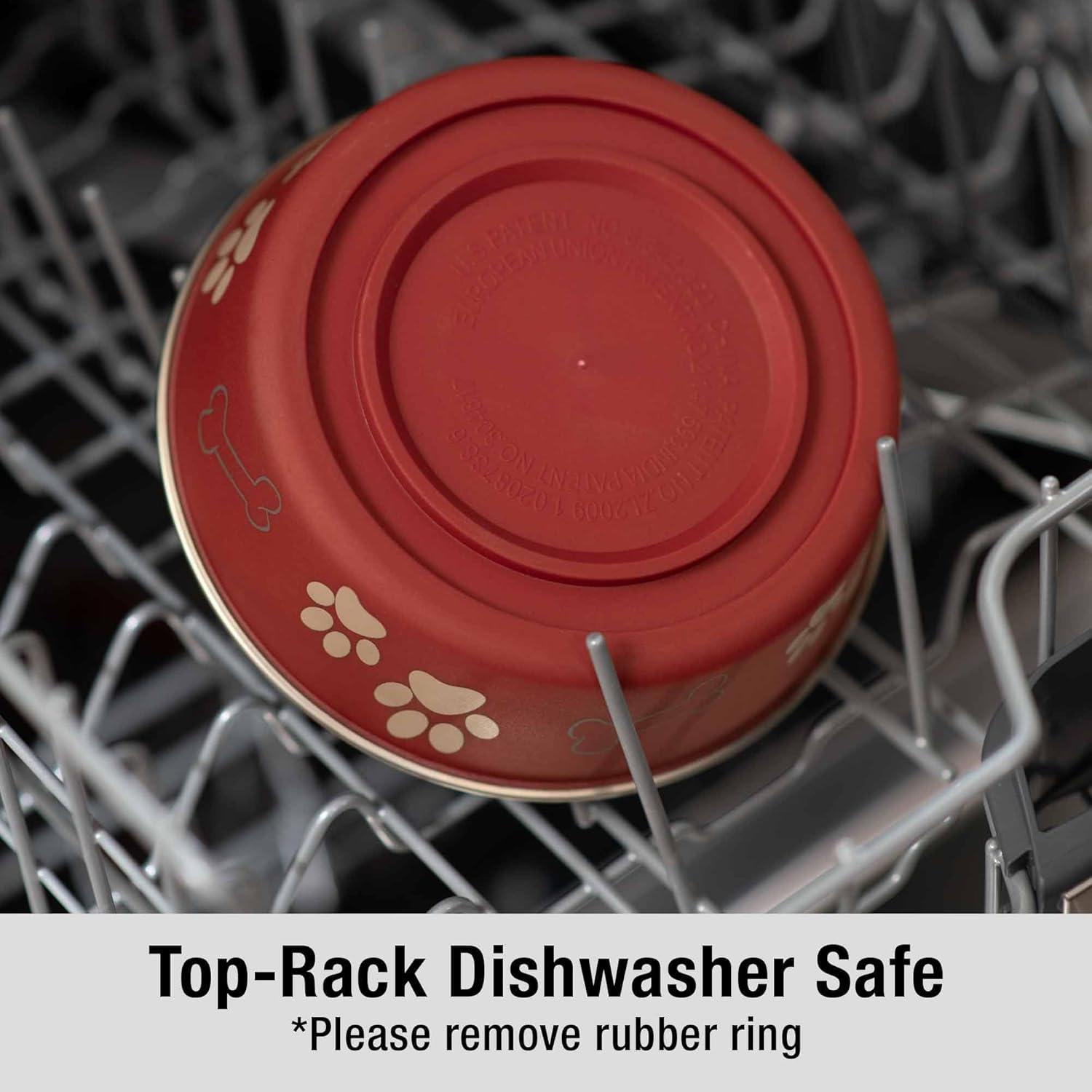 Loving Pets Bella Dog Bowls- Stainless Steel Dog & Cat Bowls - Spill Proof Dog Food Bowl, Cat Bowl, Puppy Essentials & Pet Supplies Great for Home & Travel (Large 35-65 lbs, Merlot)