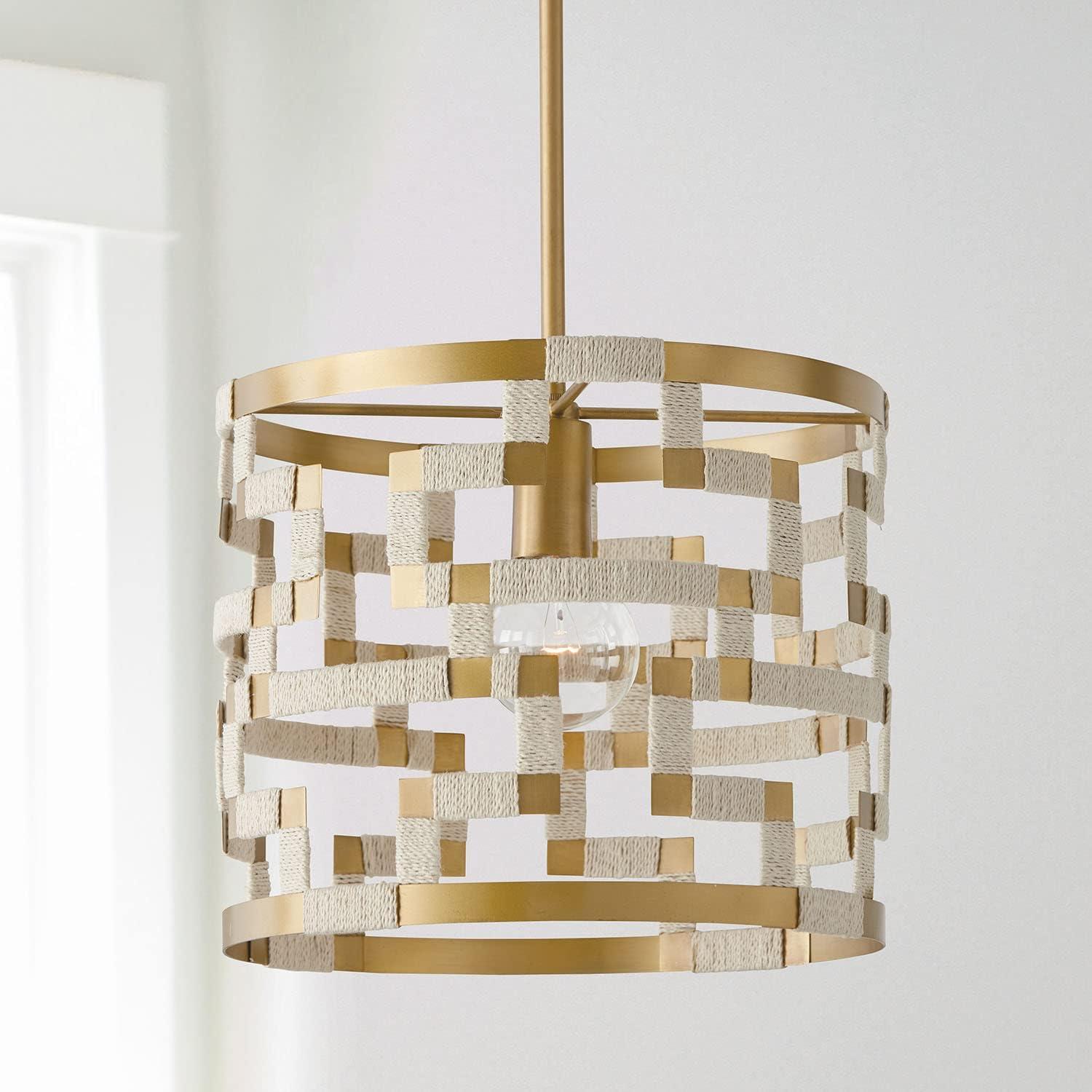 Capital Lighting Hala 1 - Light Pendant in  Bleached Natural Jute/Patinaed Brass