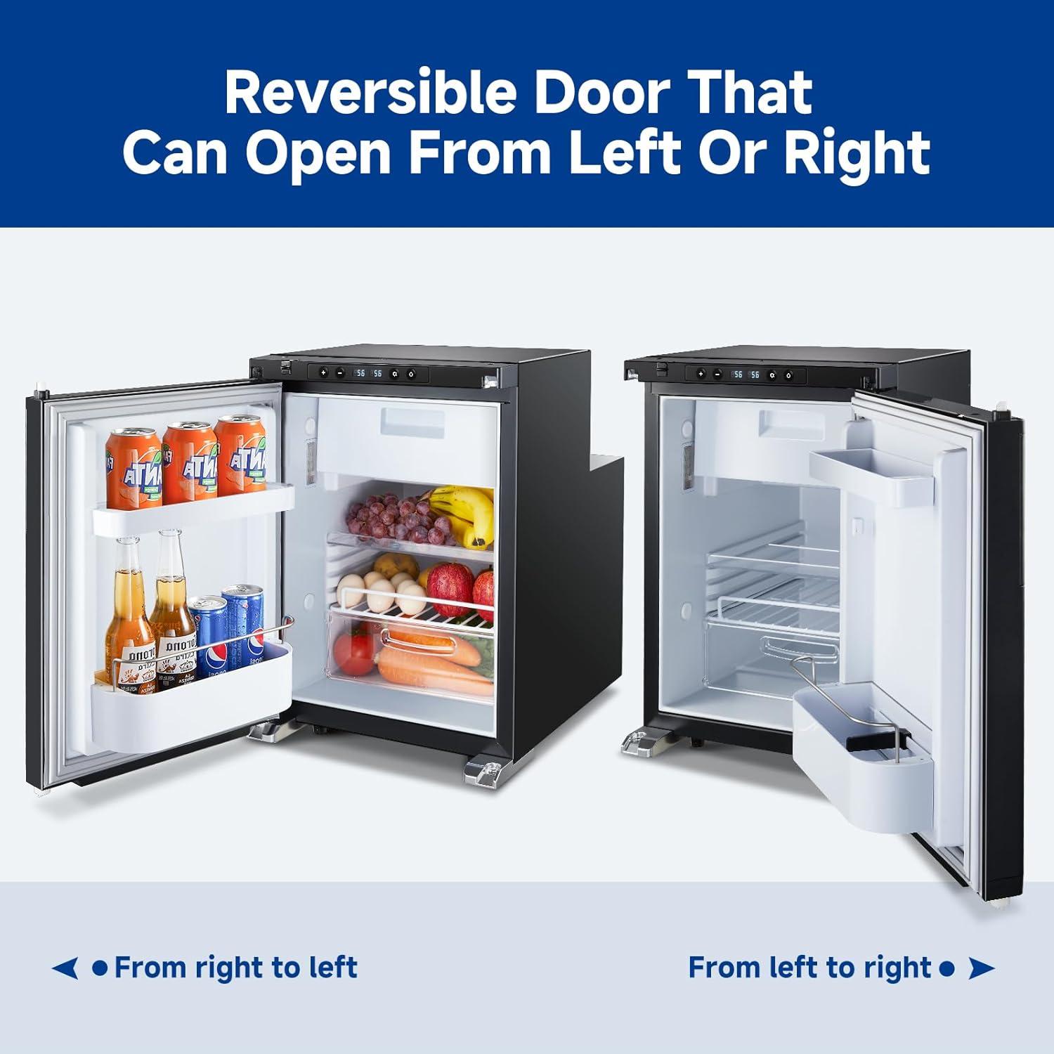1.6 cu.ft. 45L RV Fridge and Freezer, Car Refrigerator with Lock, (-4℉-46℉) Outdoor Refrigerator in Black