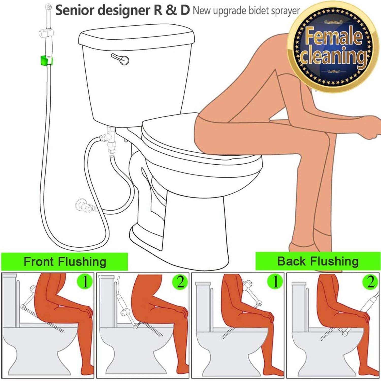 SonTiy Handheld Bidet Sprayer for Toilet, Cloth Diaper Sprayer Set Hand Held Bidet Jet Spray for Toilet with Backflow Preventer, Adjustable Water Pressure Control, Brass 7.2" Hand Bidet Wand, Chrome