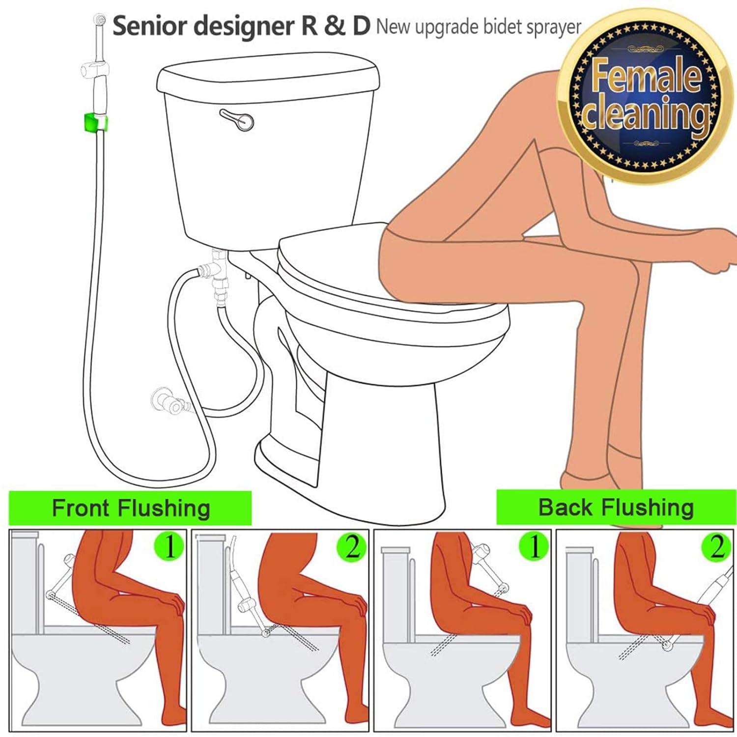 SonTiy Handheld Bidet Sprayer for Toilet, Cloth Diaper Sprayer Set Hand Held Bidet Jet Spray for Toilet with Backflow Preventer, Adjustable Water Pressure Control, Brass 7.2" Hand Bidet Wand, Chrome