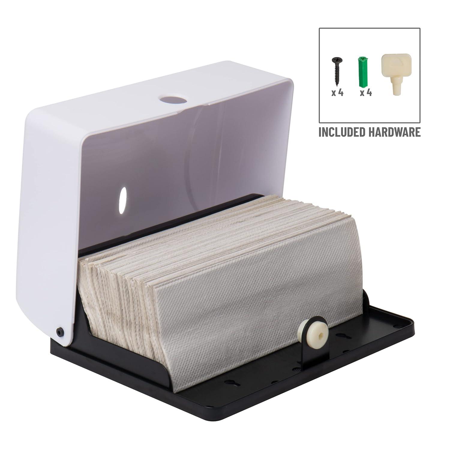 Mind Reader Multifold Paper Towel Dispenser, Paper Towel Holder, Restroom, Wall Mount, Set of 3, White