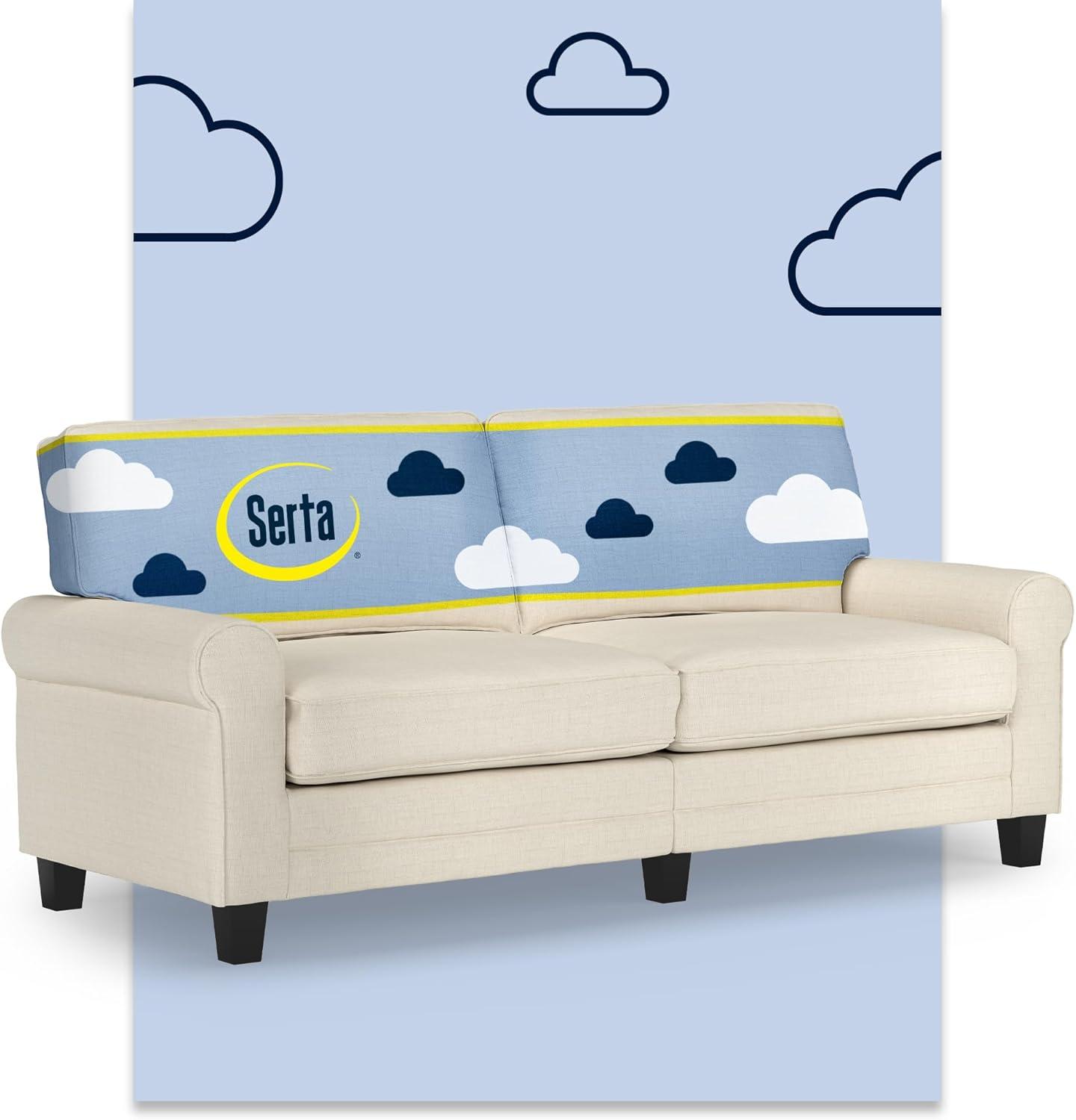 Serta Copenhagen 78" Rolled Arm Sofa, Easy Care Fabric, Soft Pillow Back, Pocket Coil Seat Cushions