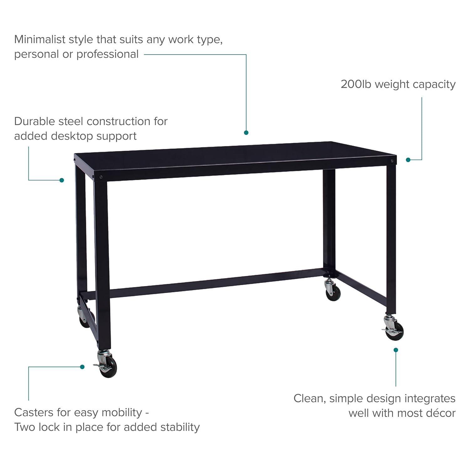 Space Solutions Mobile Desk Steel Black: Sturdy Metal Frame, No Storage, Adult Assembly Required