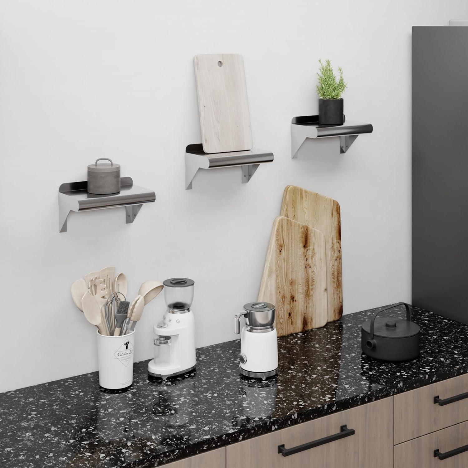 30" Stainless Steel Wall Shelf with Brackets