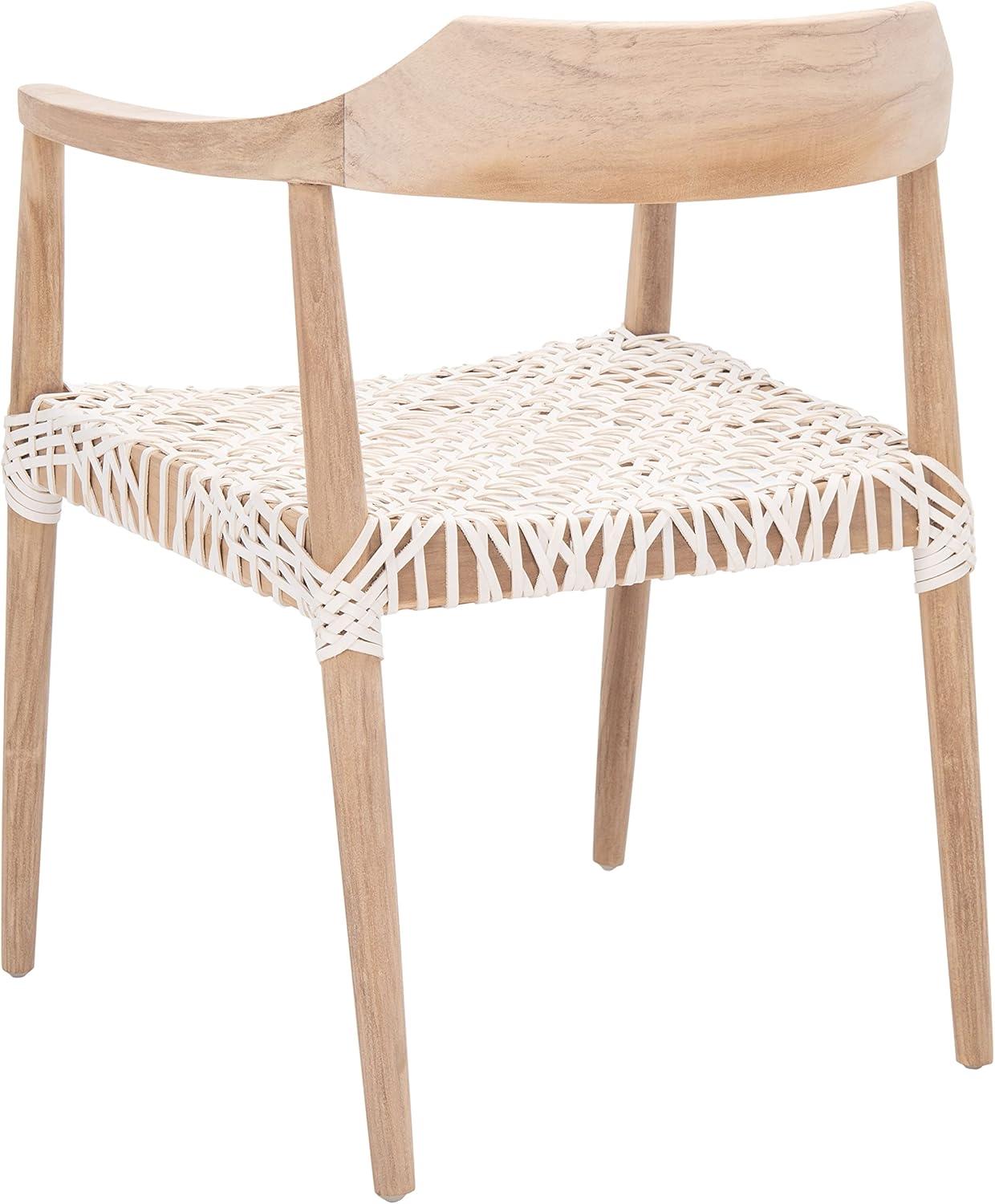 Munro Leather Woven Accent Chair - ACH1005 - Natural/White - Safavieh