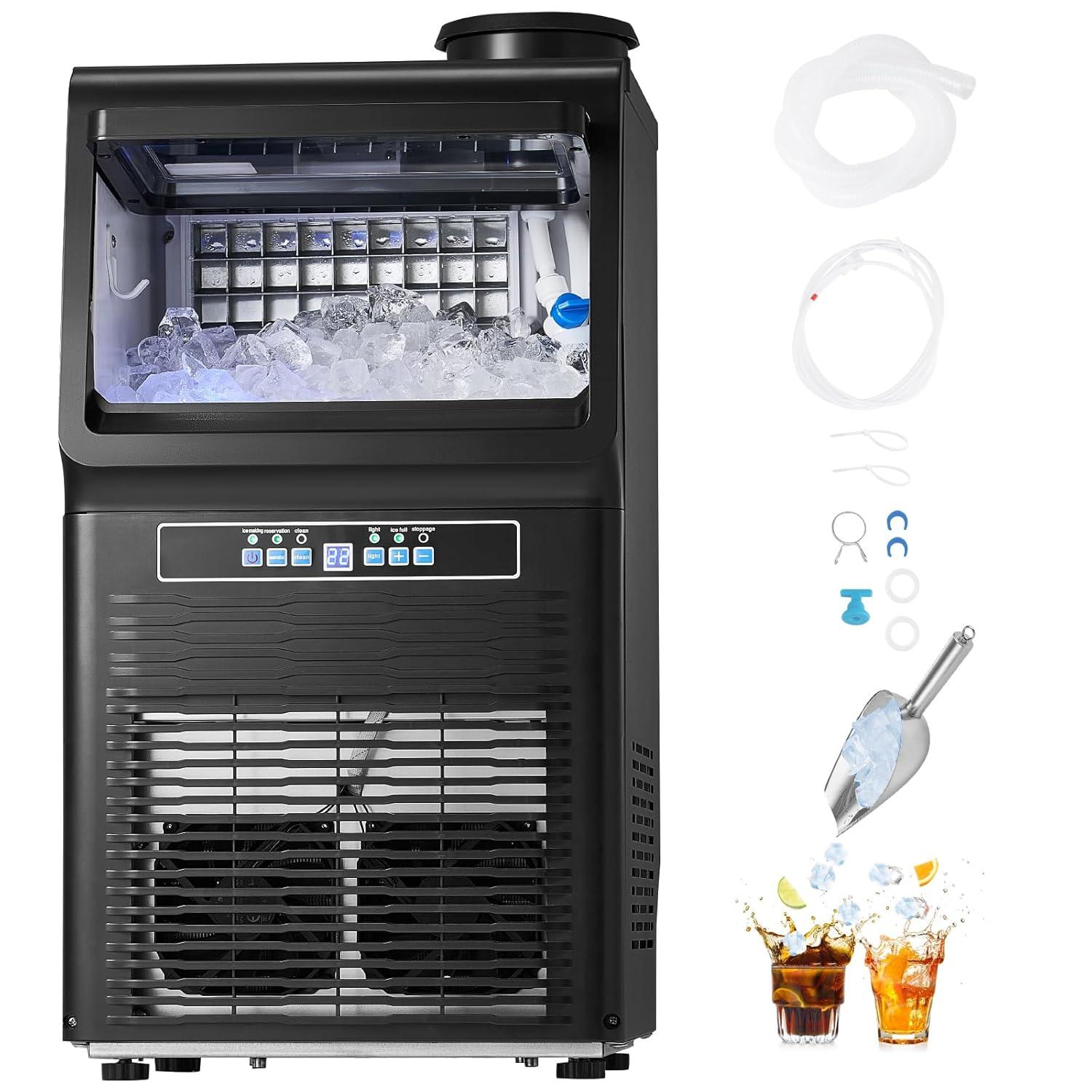 VEVOR Commercial Ice Maker Machine with 2 Water Inlets, 70lbs/24H Ice Maker Machine with 12lbs Storage Capacity, 36 Ice Cubes in 15 Minutes, LED Digital Display Self-Cleaning for Bar Office Restaurant