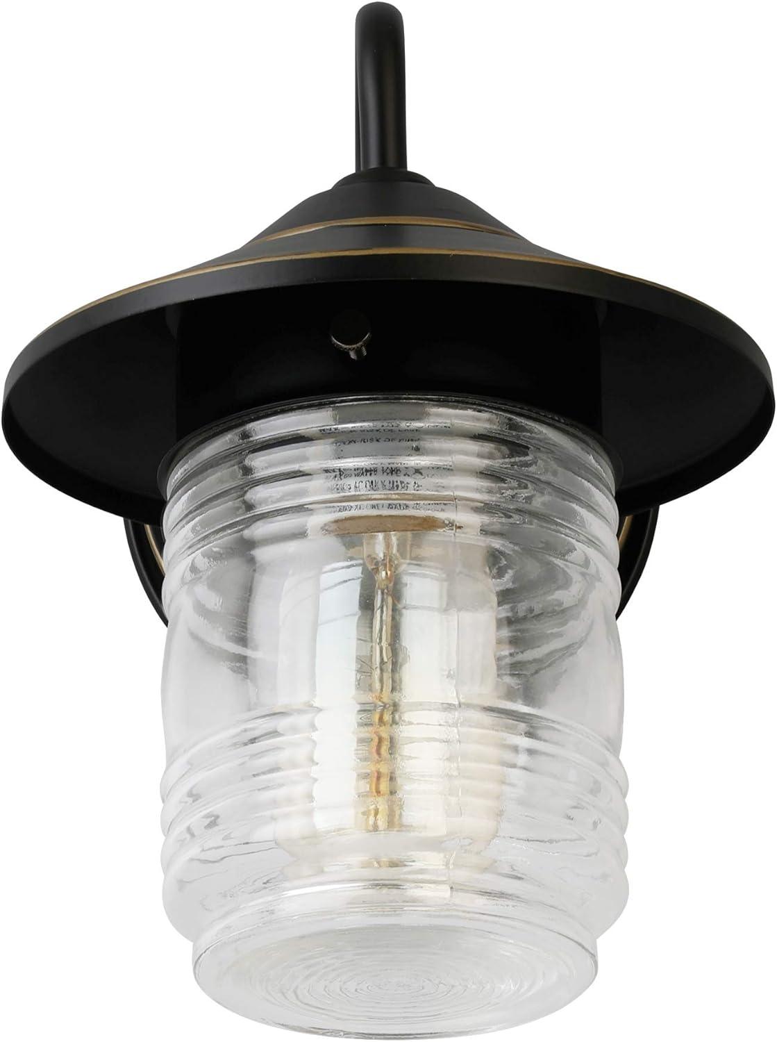 Oil-Rubbed Bronze Jelly Jar 8.75'' Dimmable Sconce with Clear Ribbed Glass