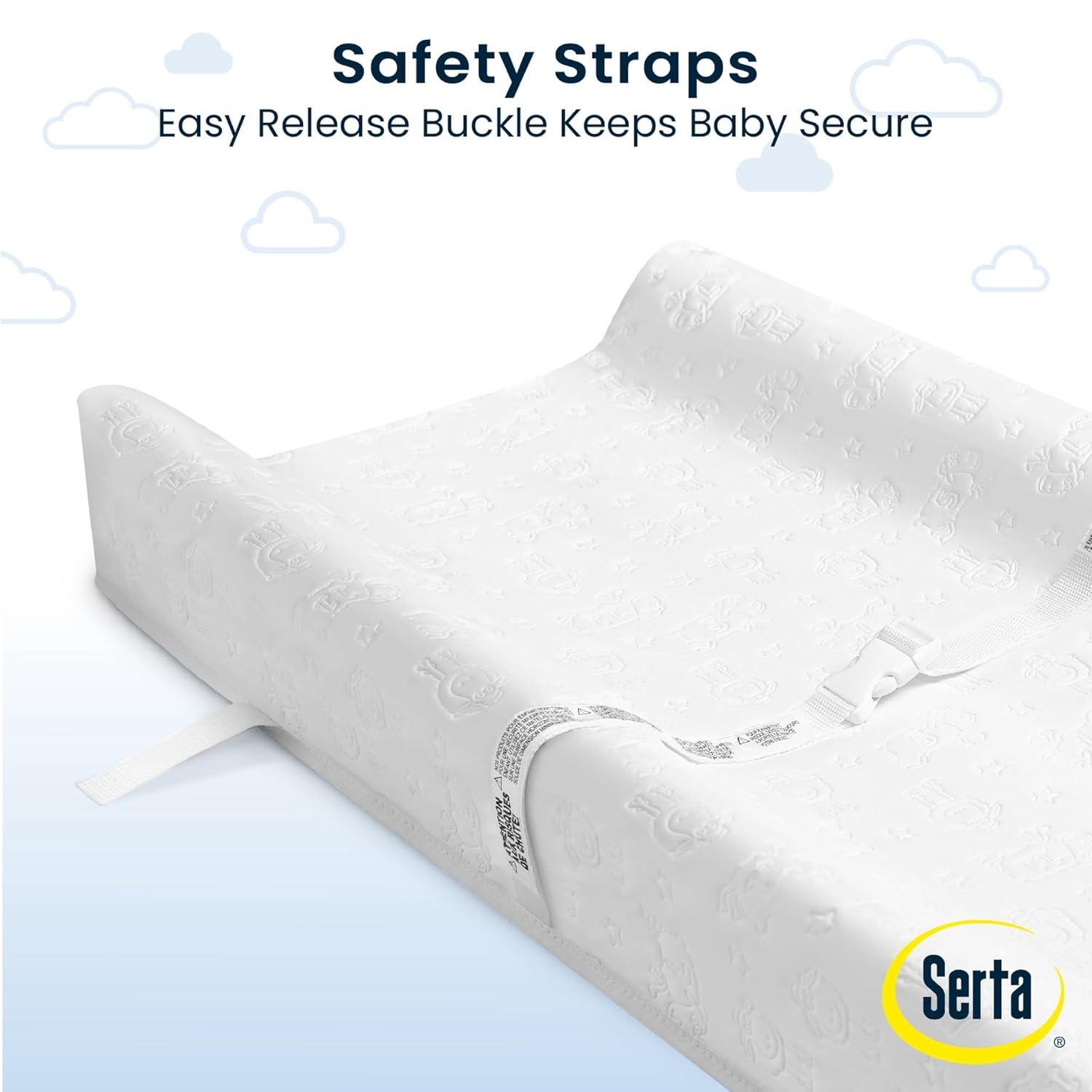 Serta Foam Contoured Changing Pad with Waterproof Cover - White