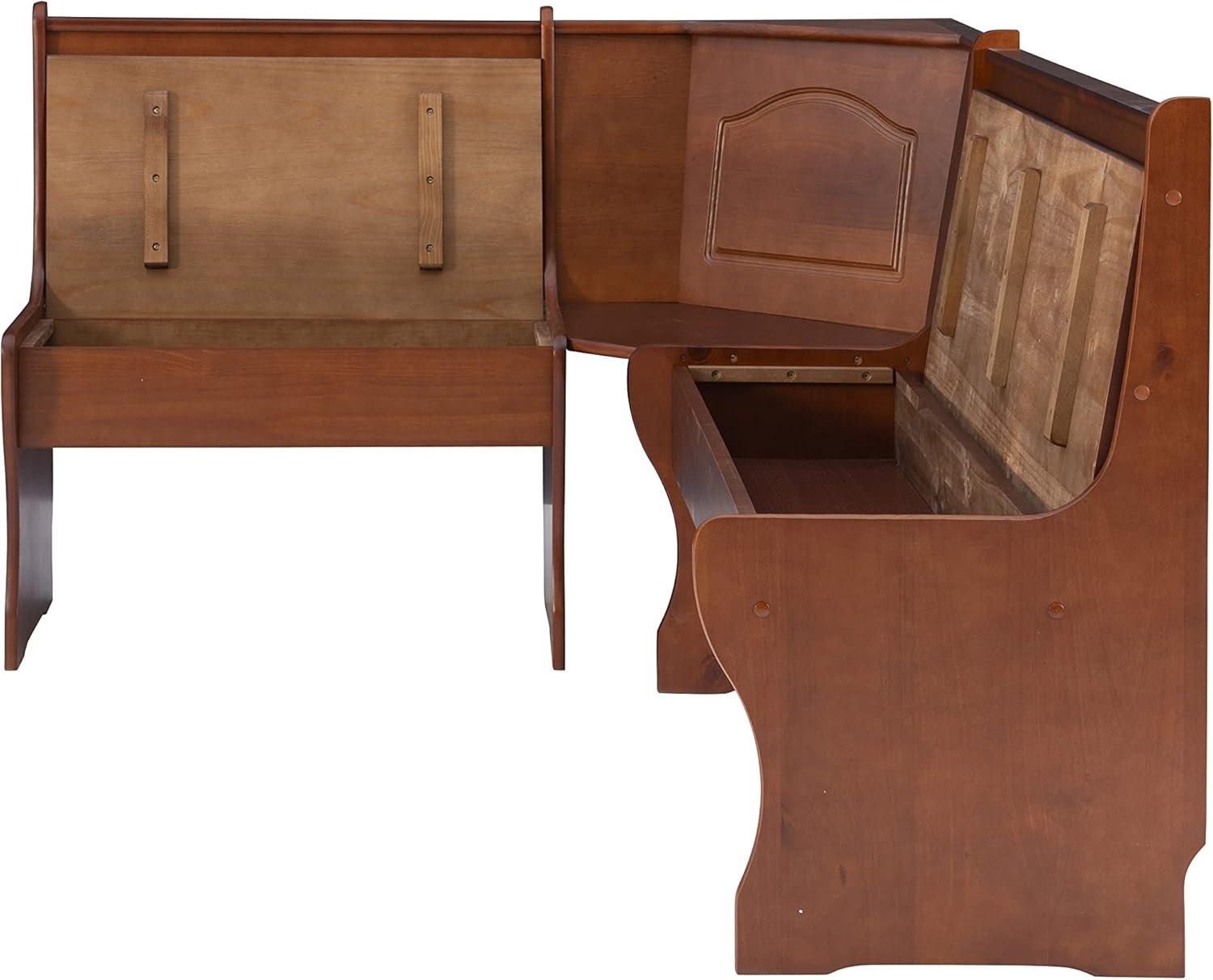 3pc Chelsea Breakfast Corner Nook Dining Table Set Walnut - Linon