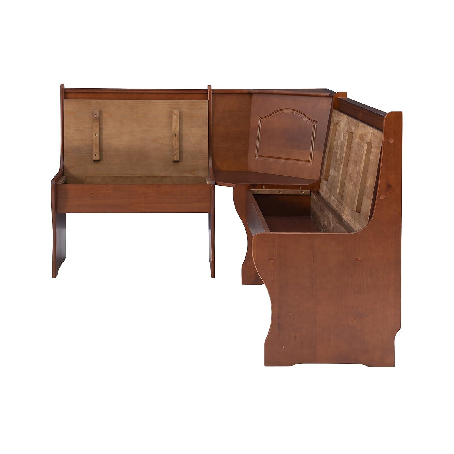 3pc Chelsea Breakfast Corner Nook Dining Table Set Walnut - Linon