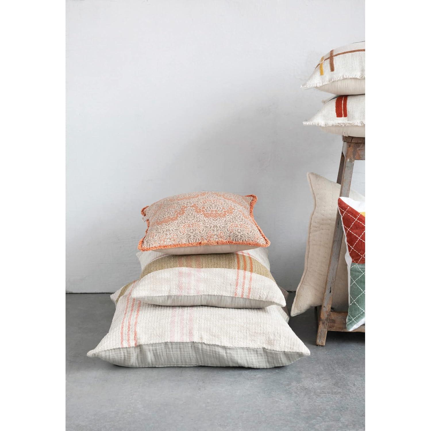 Creative Co-Op Woven Cotton and Linen Plaid Pillow