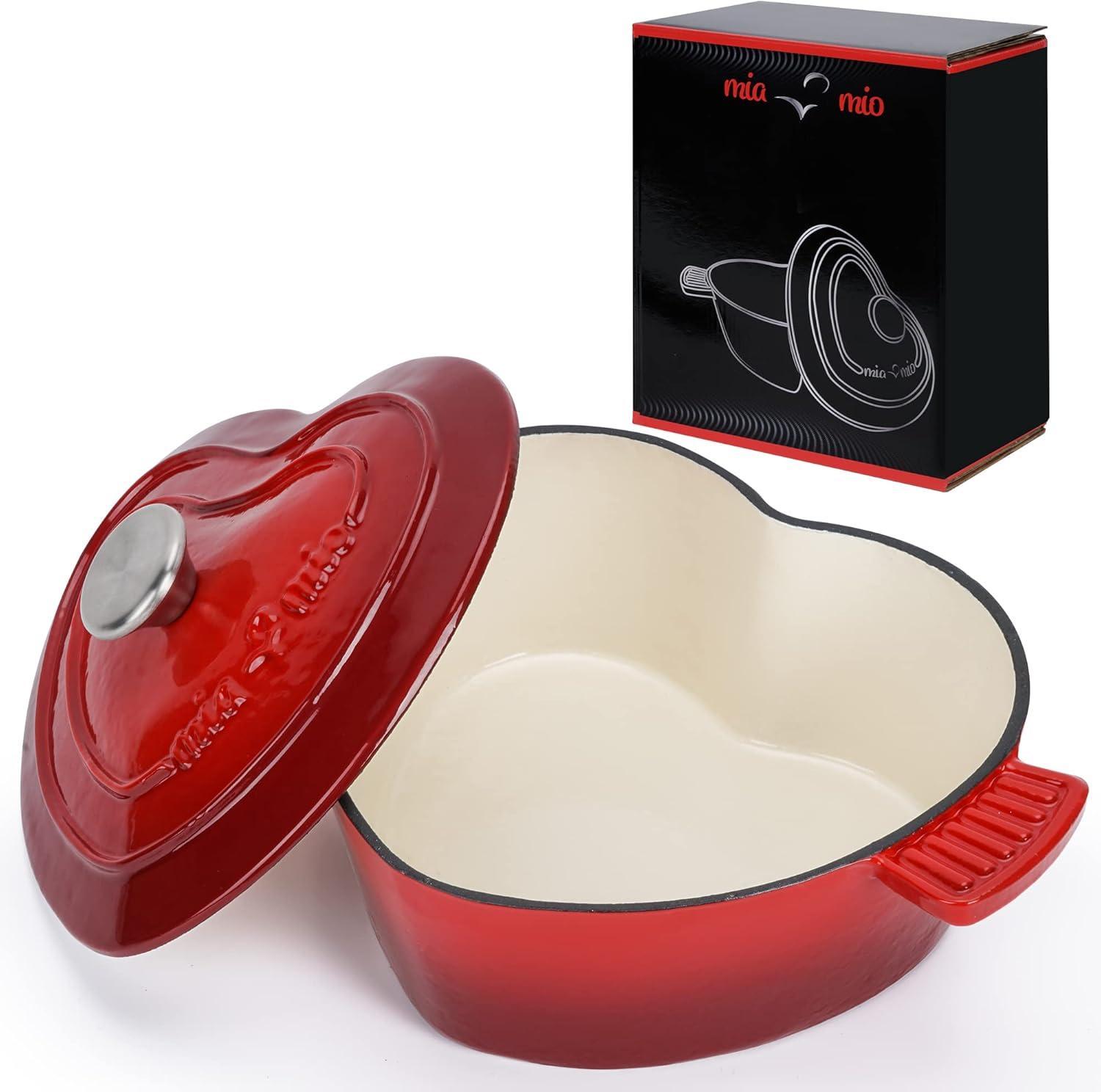 MIAMIO - Enameled Cast Iron 3.2 Qt Dutch Oven Nonstick (Red)