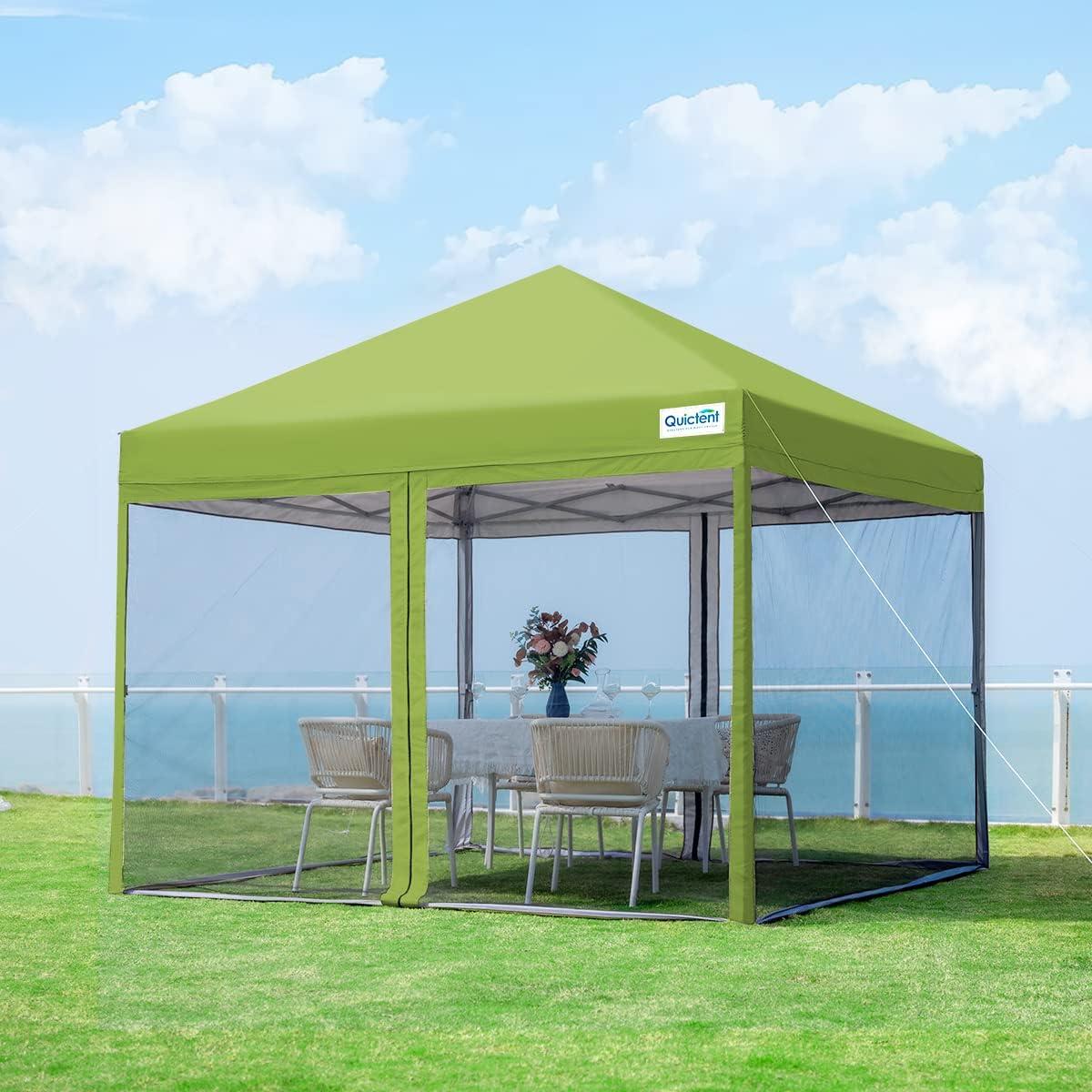 Green 8'x8' Pop-Up Canopy Tent with Mosquito Netting