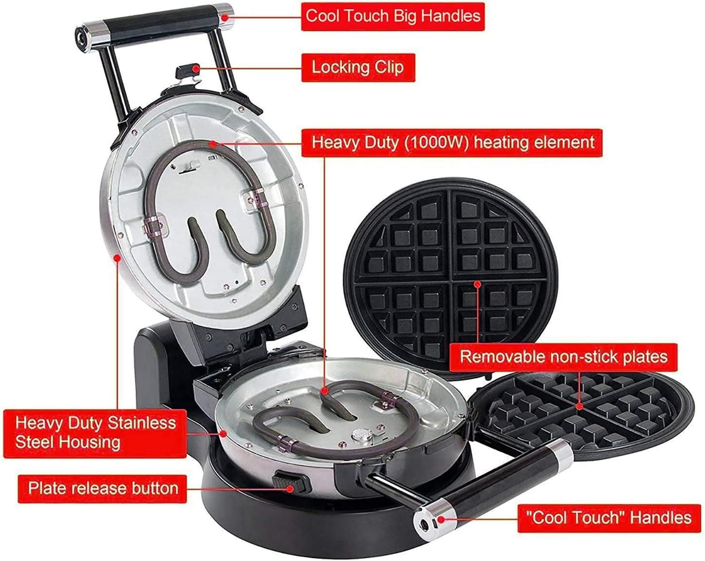 360 Rotating Stainless Steel Belgian Waffle and Omelet Maker