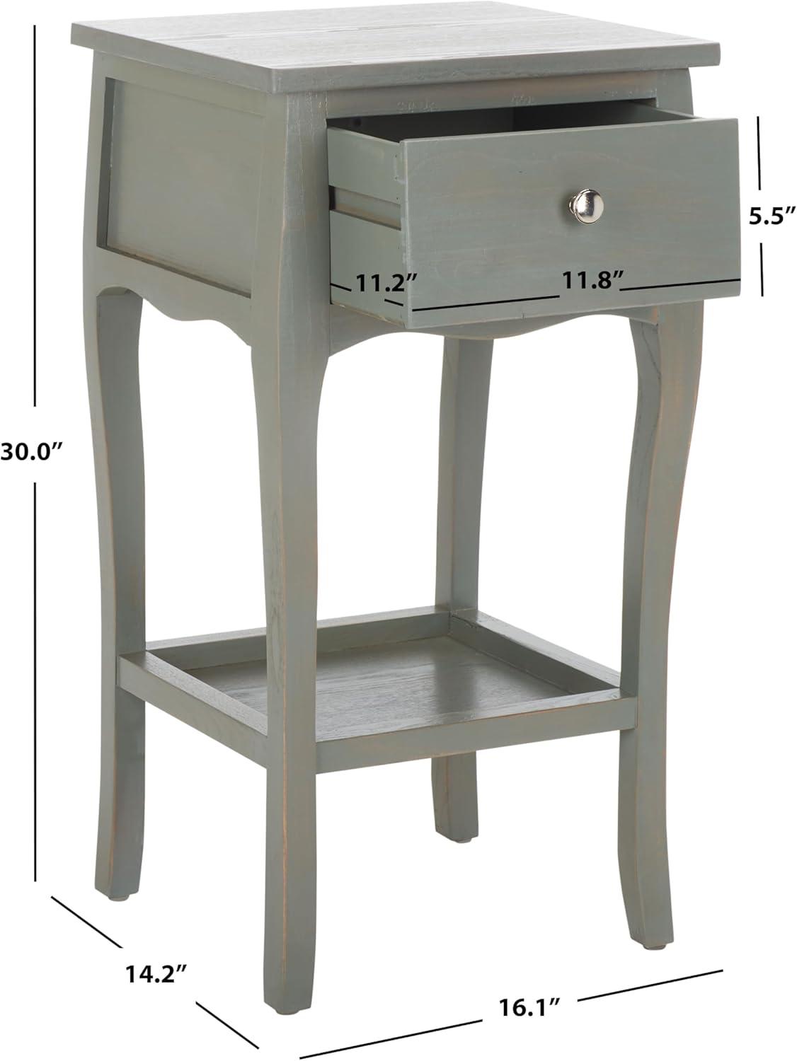 SAFAVIEH Thelma End Table With Storage Drawer Ash Grey