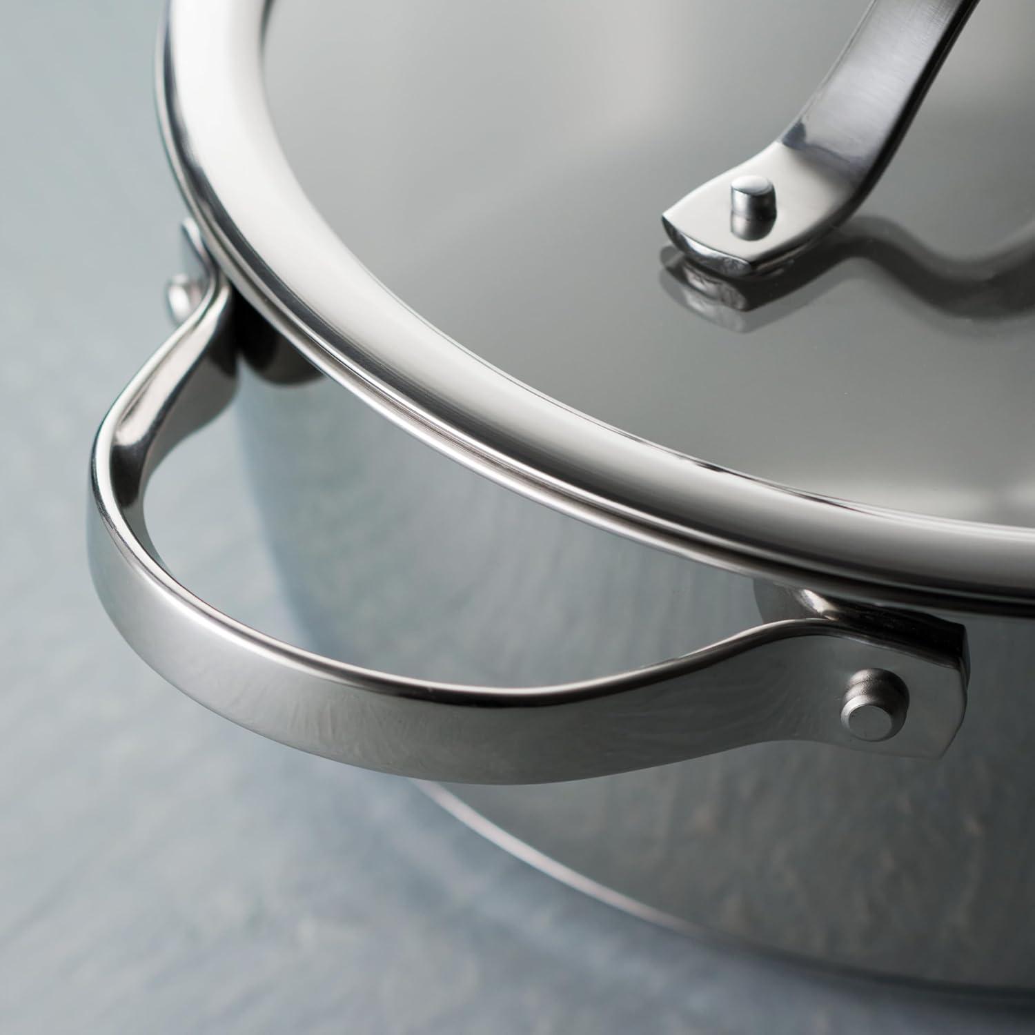 Tramontina Tramontina Tempo Tri-Ply Base Stainless Steel 6-Quart Braiser Pan with Glass Lid, Induction-Ready, Oven-Safe, Dishwasher-Safe