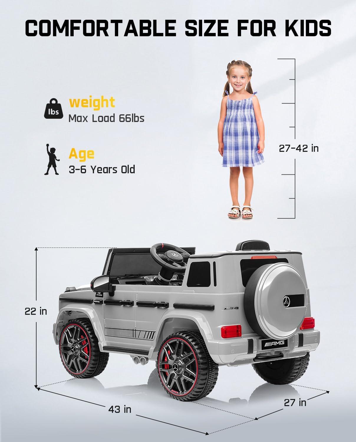 Gray 12V Mercedes-Benz G63 Licensed Ride-On SUV for Kids