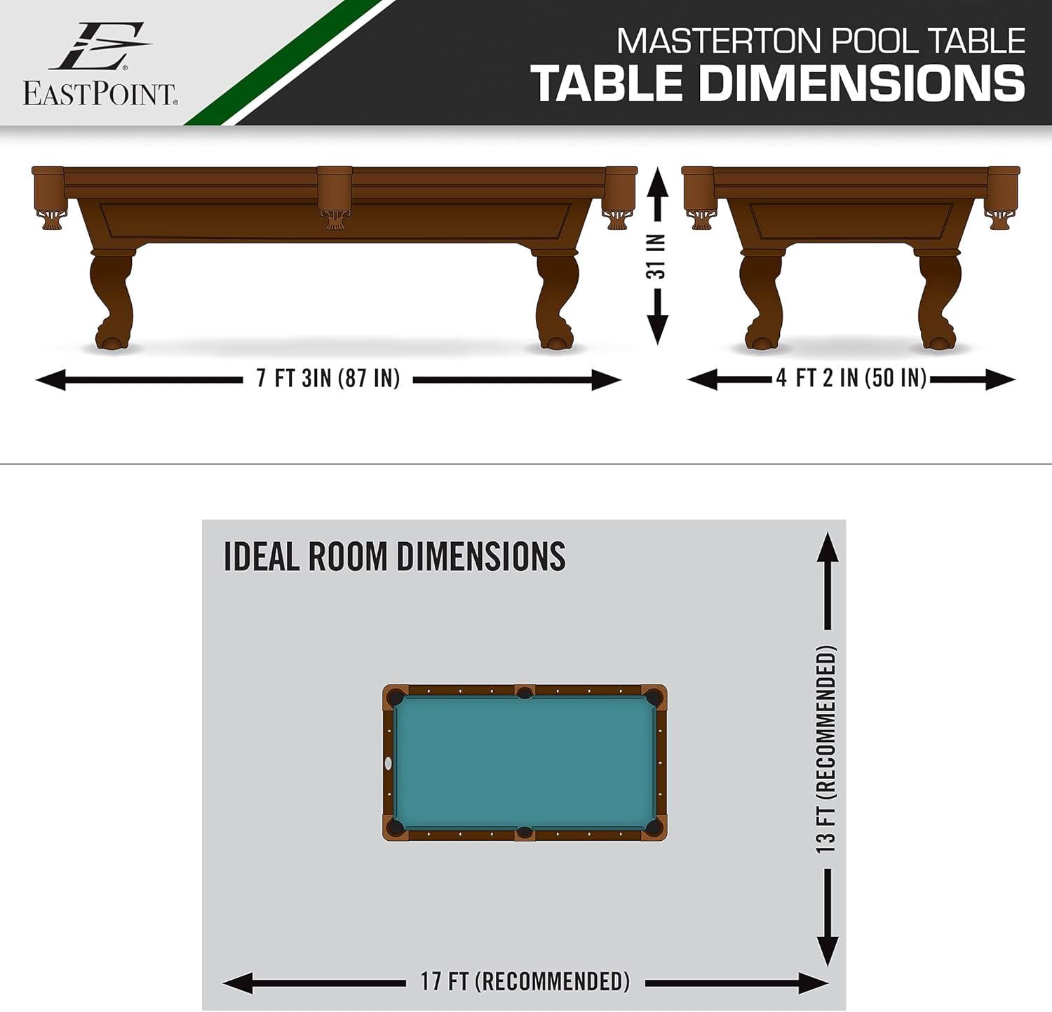 EastPoint Sports Eastpoint Sports Masterton Billiard Pool Table - 87 Inch – Perfect For Family Game Room
