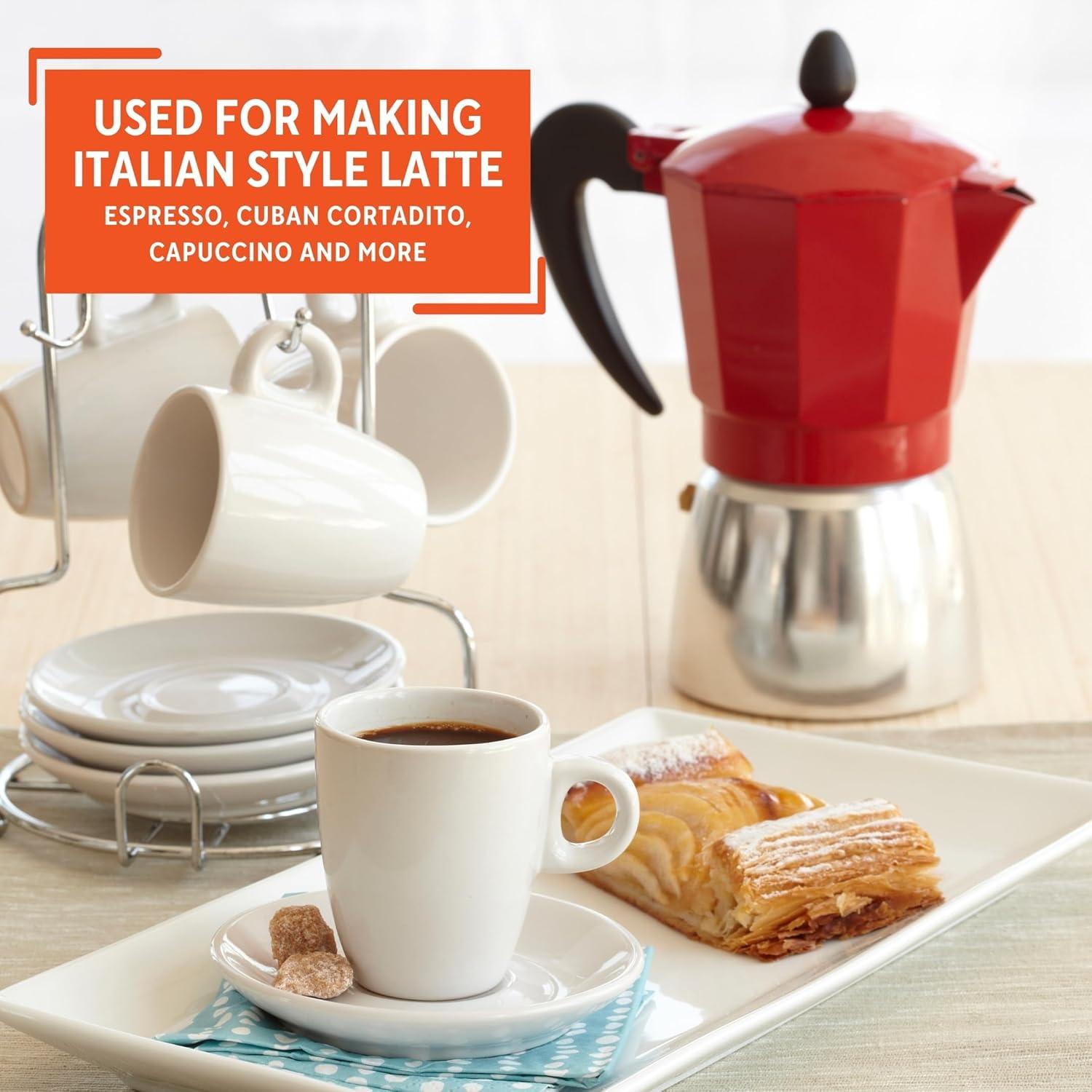 IMUSA New 3 Cup Traditional Espresso Stovetop Coffeemaker, Red