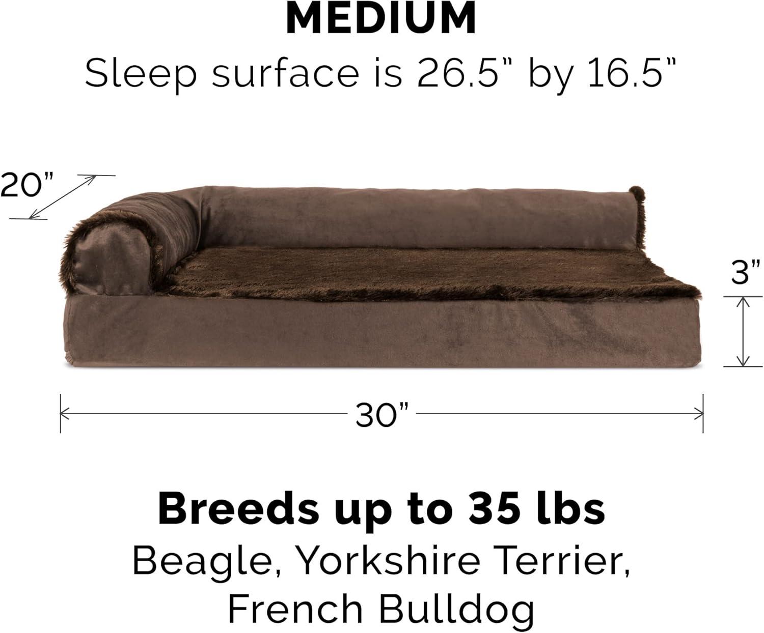 FurHaven Plush & Velvet Deluxe L-Chaise Orthopedic Pet Bed