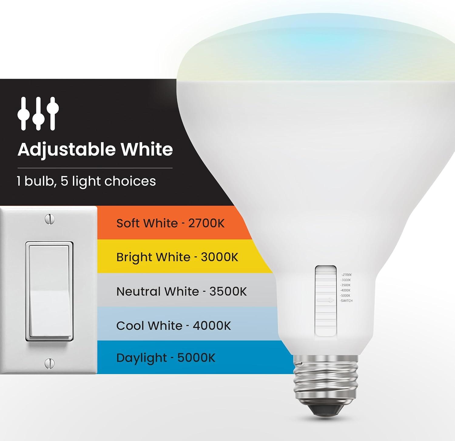 Feit LED BR40 E26 (Medium) LED Floodlight Bulb Tunable White/Color Changing 65 Watt Equivalence 2 pk