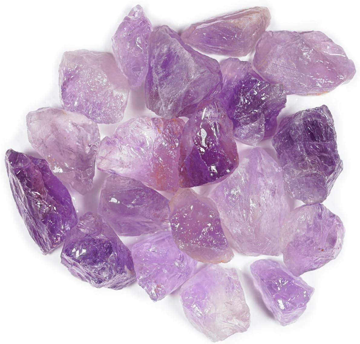 Crystal Allies Materials: 1lb Bulk Rough Amethyst Quartz Stones from Madagascar - Large 1" Raw Natural Crystals for Cabbing, Cutting, Lapidary, Tumbling, and Polishing