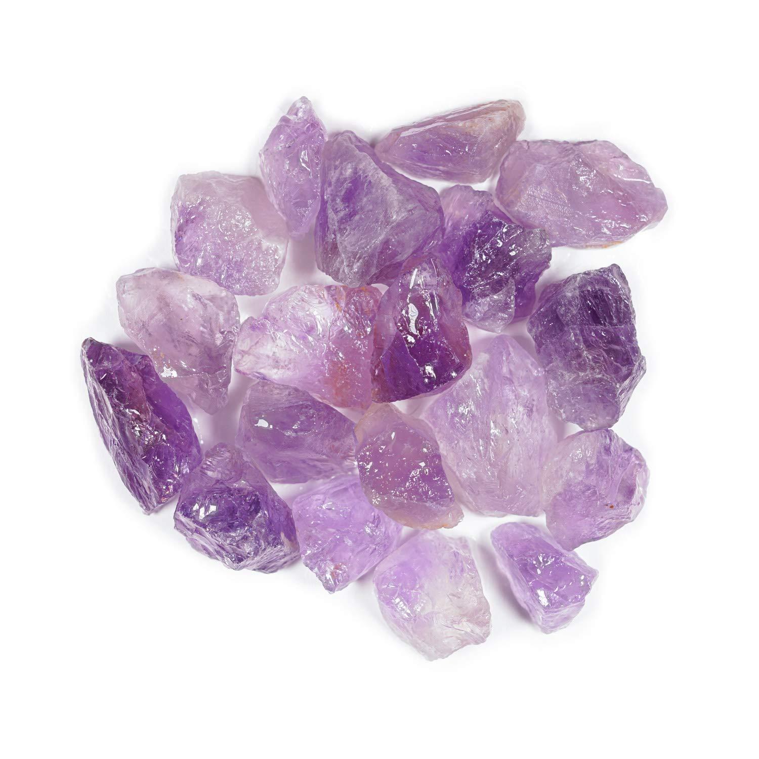 Crystal Allies Materials: 1lb Bulk Rough Amethyst Quartz Stones from Madagascar - Large 1" Raw Natural Crystals for Cabbing, Cutting, Lapidary, Tumbling, and Polishing
