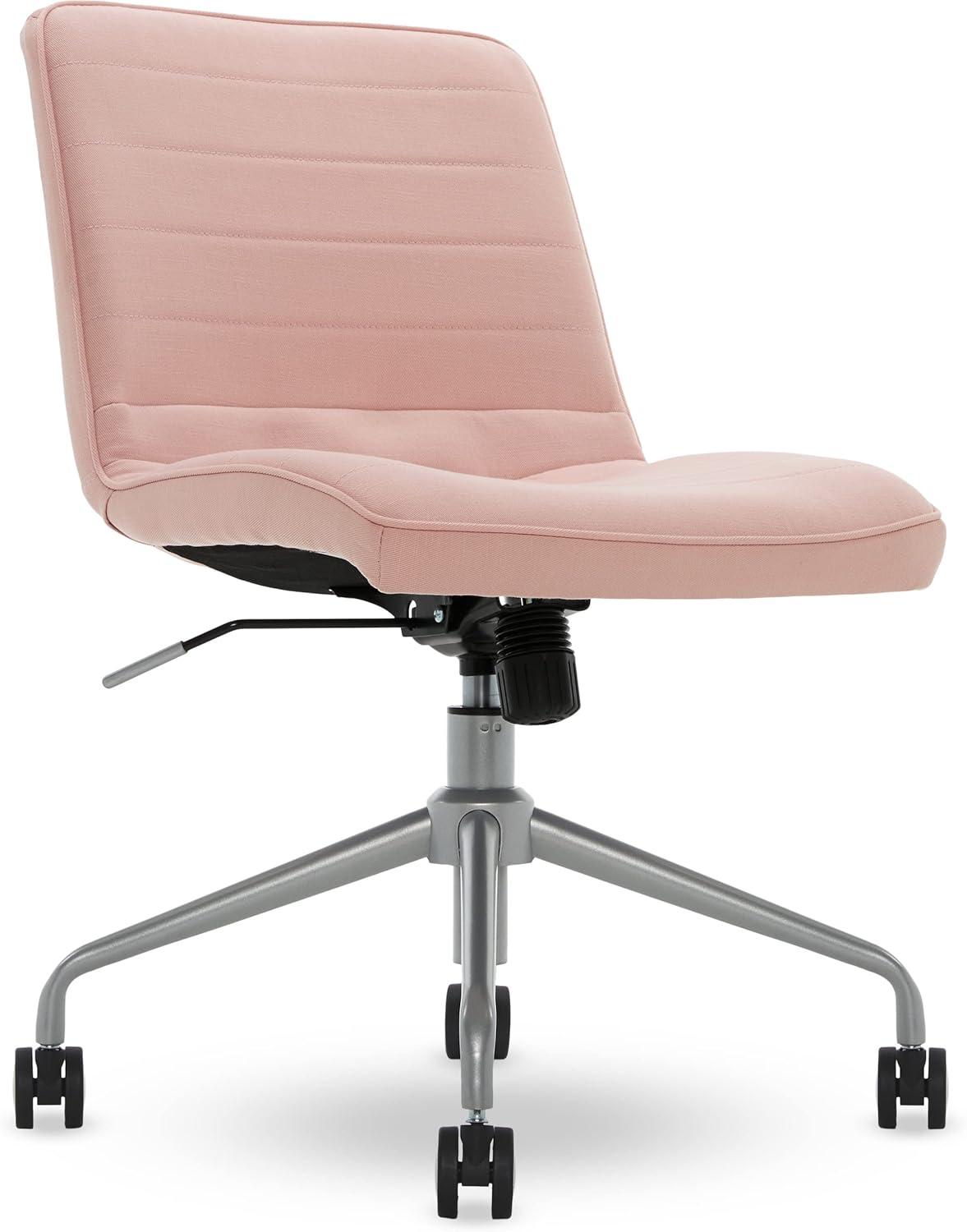 French Pink Armless Task Chair with Chrome-Finished Base