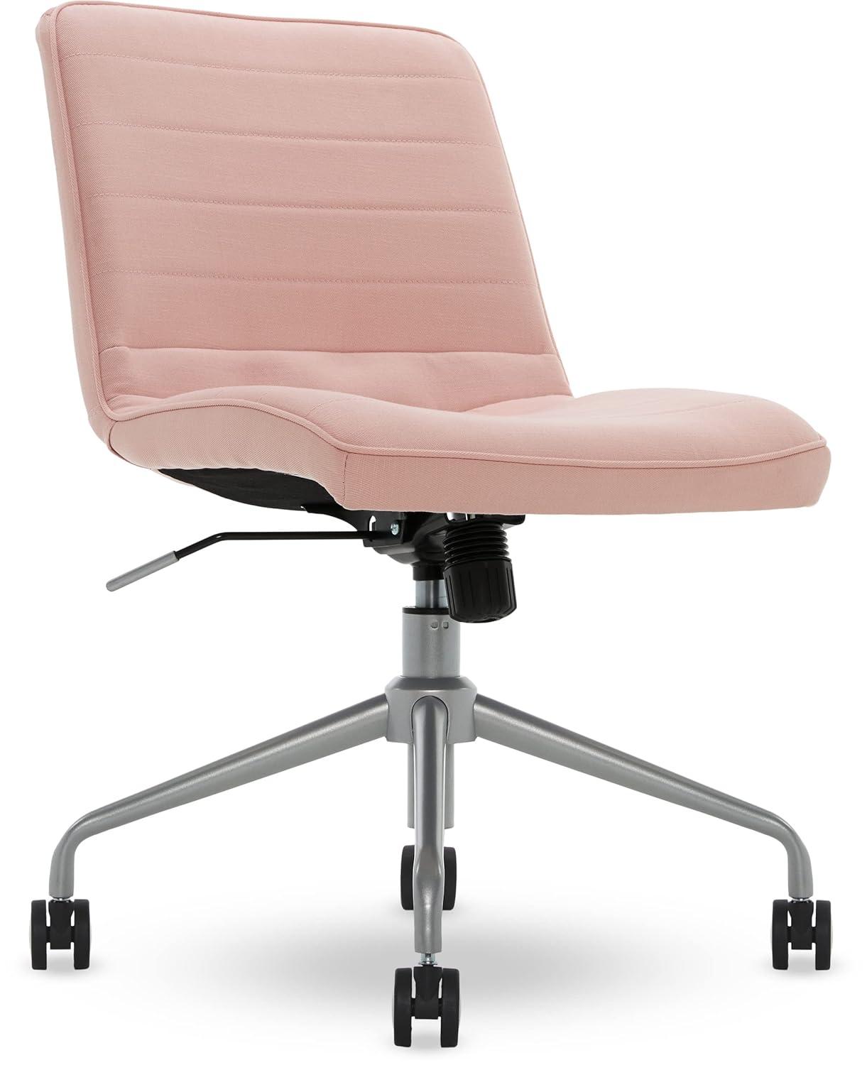 Adore Decor Adelaide Task Chair French Pink: Chrome-Plated, Adjustable Height, Swivel, Metal Base