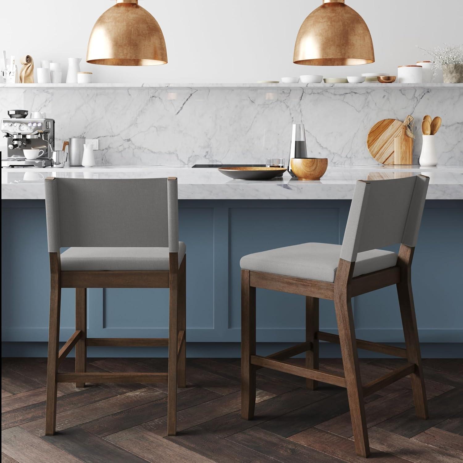 Nathan James Linus Set of 2 Counter Height Barstools Gray