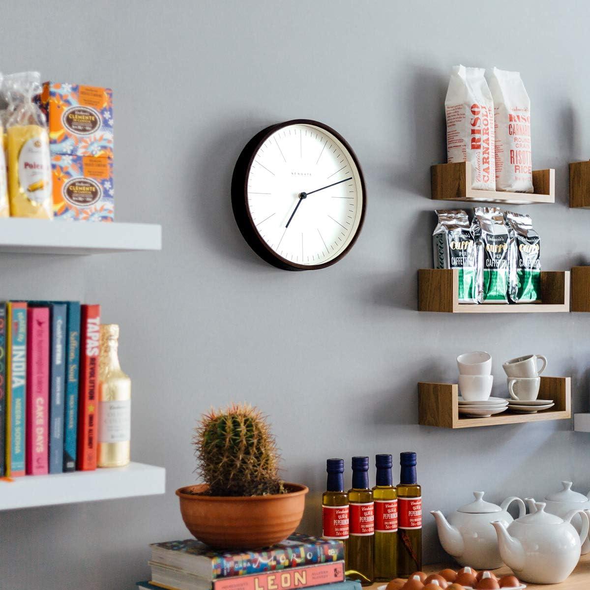 NEWGATE® Mr Clarke - Modern Minimalist - A Small Scandi-Inspired Wall Clock with a Modern Plywood Case for Home Living/Dining Room or Office HWD 28 x 28 x 4.5cm (Dark Plywood & Marker Dial)