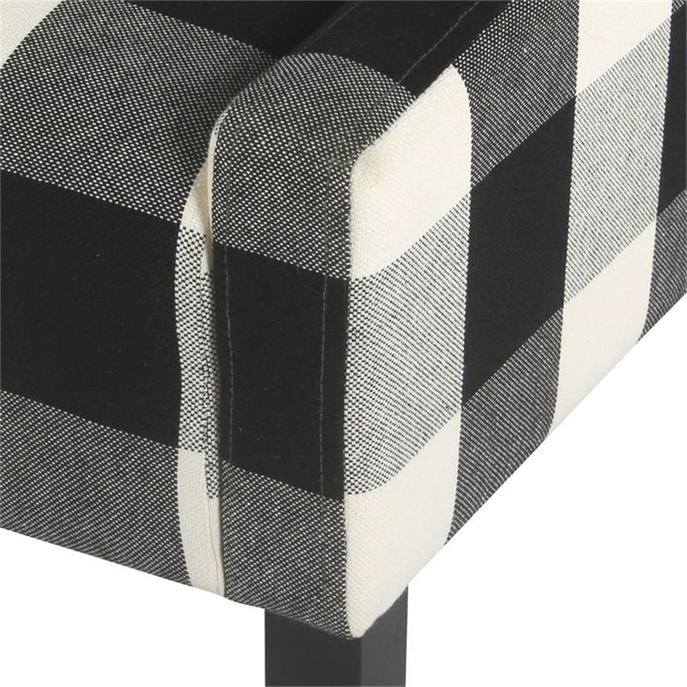 HomePop Modern Swoop Accent Armchair Black Plaid : Cotton Upholstery, Wood Legs, Foam Fill, No Assembly Required