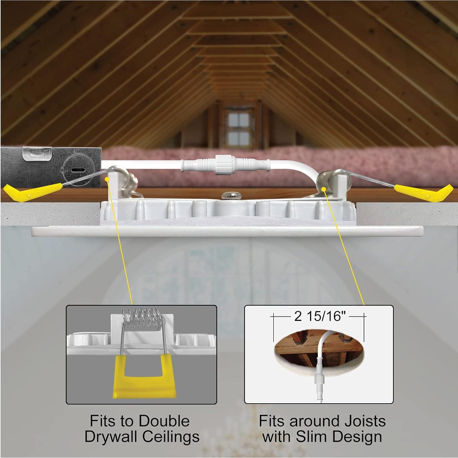 Panel Downlight 3'' Selectable Color Temperature Dimmable Air-Tight IC Rated LED Canless Recessed Lighting Kit