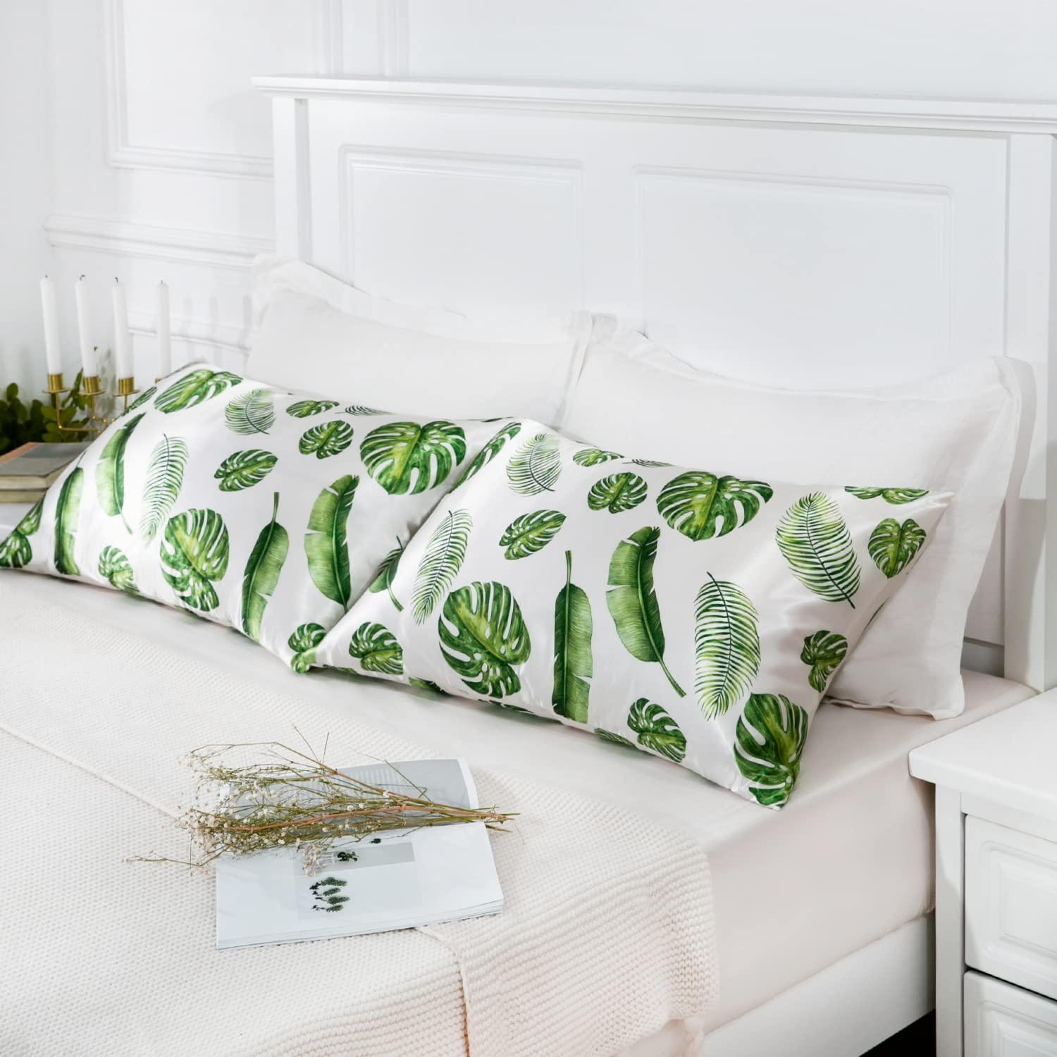 ANMINY Satin Pillowcase Set of 2 Standard Silk Bedding Pillowcases 26" x 20" Pillow Cover, White