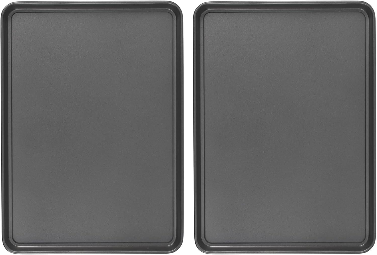 GoodCook 15" x 21" Nonstick Steel Cookie Sheets, Extra Large Multipurpose Baking Sheets, Set of 2, Gray