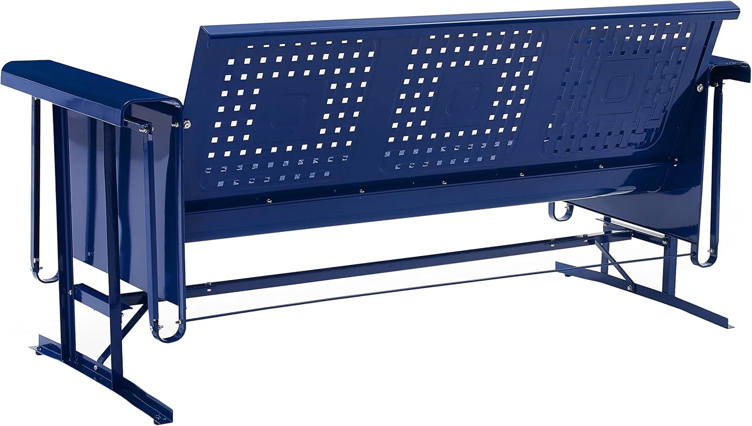 Bates Outdoor Metal Sofa Glider - Navy - Crosley: 3-Person Seating, UV-Resistant, Steel Frame Patio Sofas