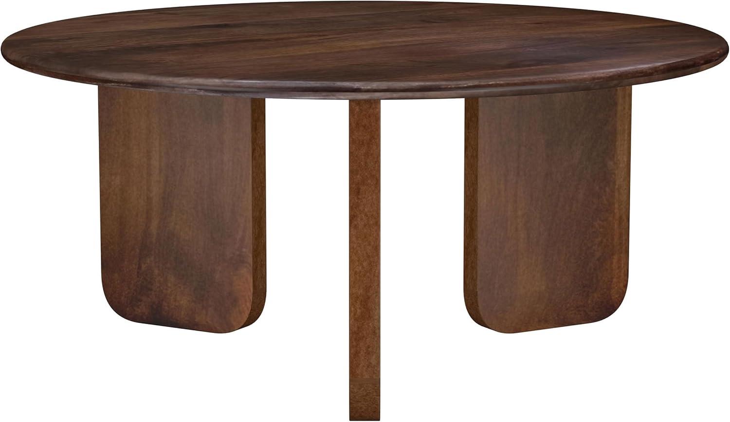Coaster Dale Mid -Century Modern Round Solid Mango Wood Coffee Table Brown
