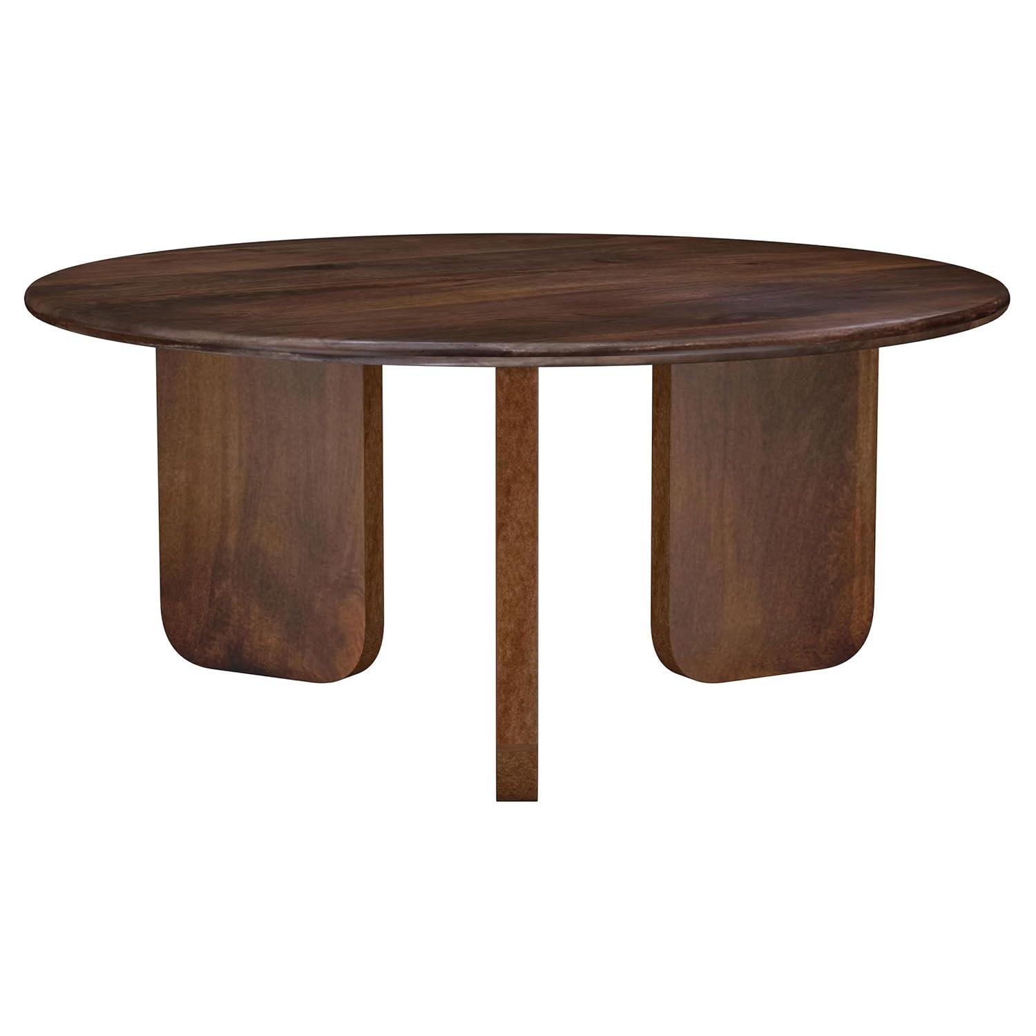 Coaster Dale Mid -Century Modern Round Solid Mango Wood Coffee Table Brown