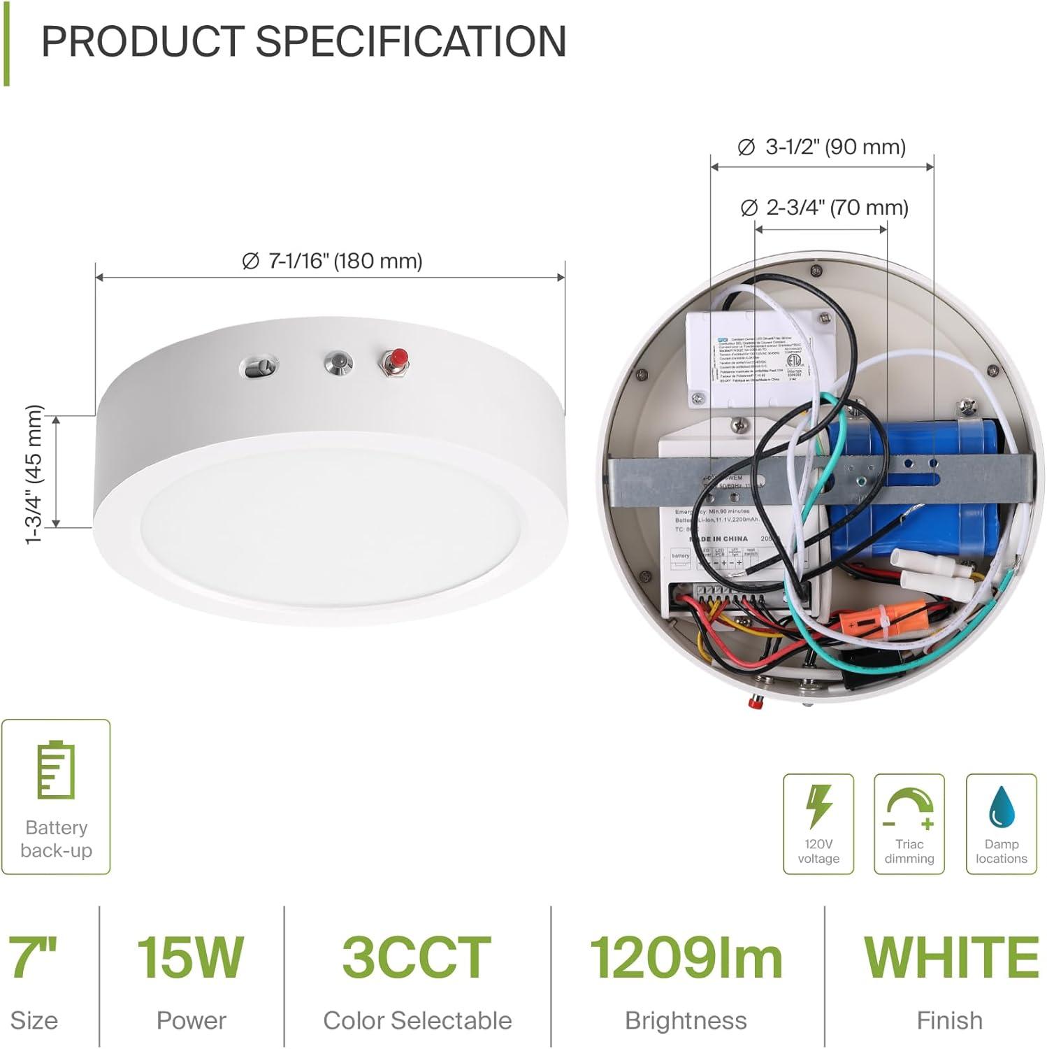 White 9-Inch Square LED Flush Mount Ceiling Light