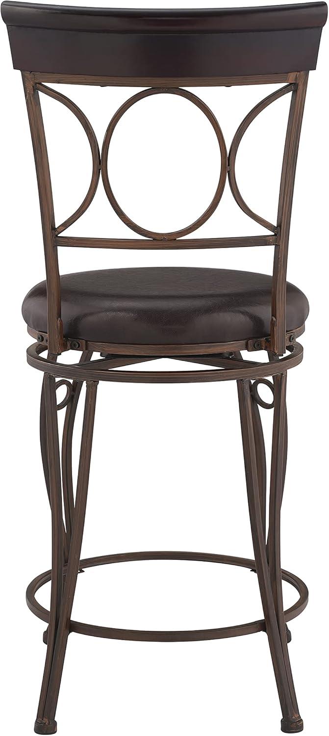 Circles Back 24" Upholstery Swivel Seat Counter Height Barstool Metal/Black - Linon: Elegant Design, Comfort Seating