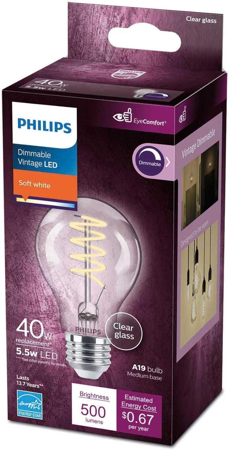 Vintage Clear Spiral Filament Dimmable LED Bulb, Soft White